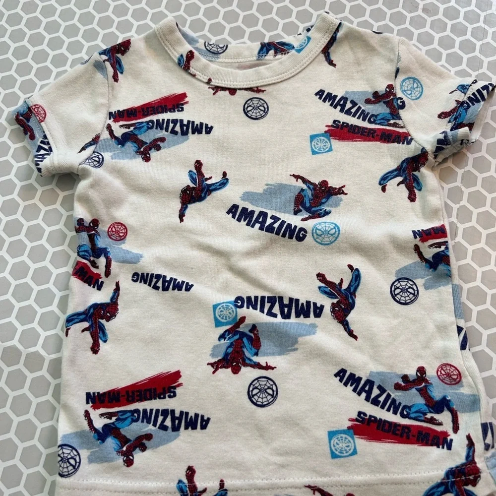 Marvel Baby Gap Toddler Pajama Set - White with Red & Blue Spider Graphics